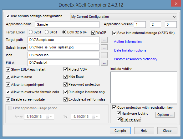 XCell Compiler also known as Excel to Exe converter